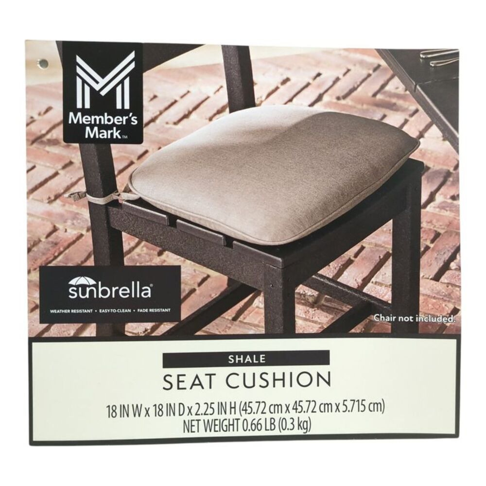 Member's Mark 18" Dining Cushion with Sunbrella Fabric - Shale